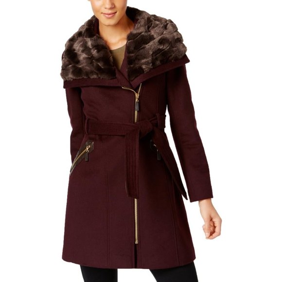 Via Spiga Jackets & Blazers - NWT Via Spiga Womens Wool Coat Faux Fur